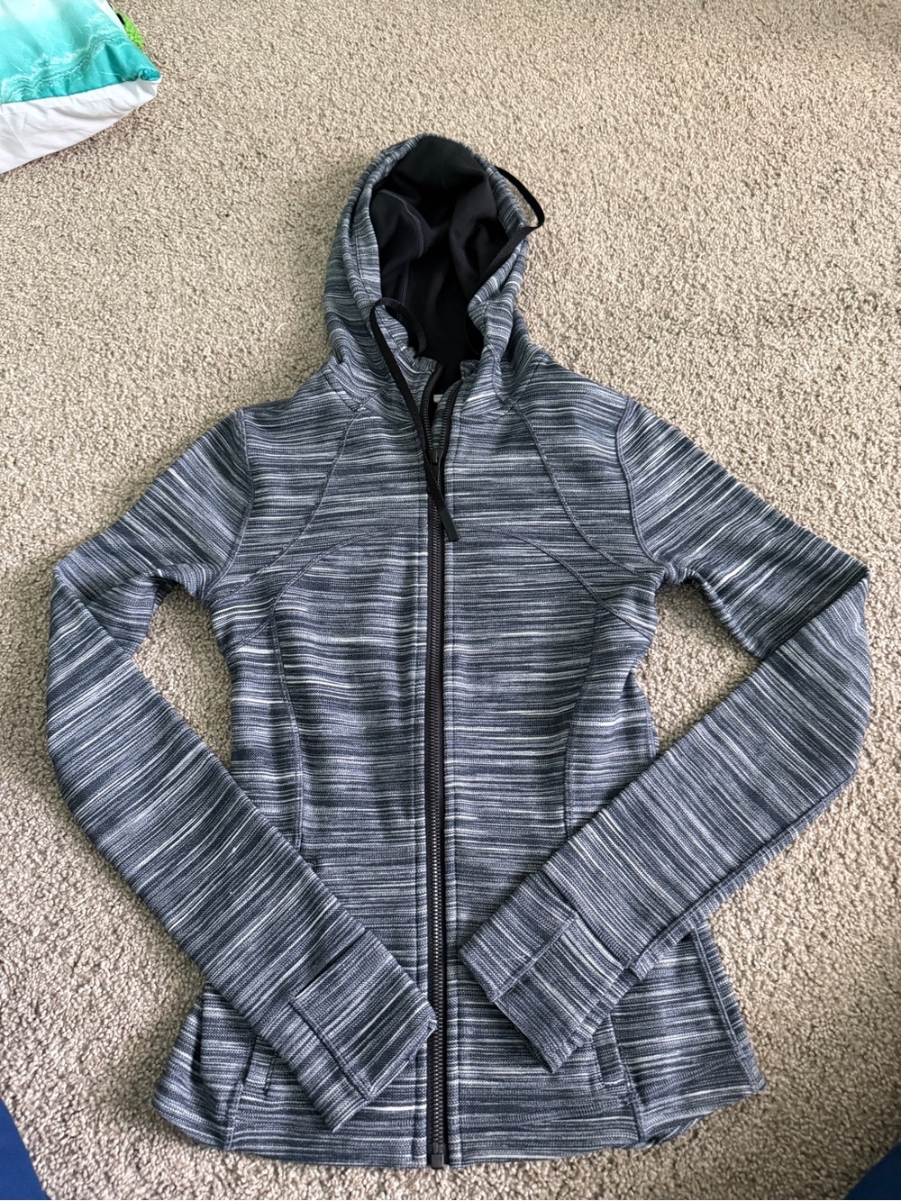 lululemon athletica Gray Striped Hooded Zip Jacket